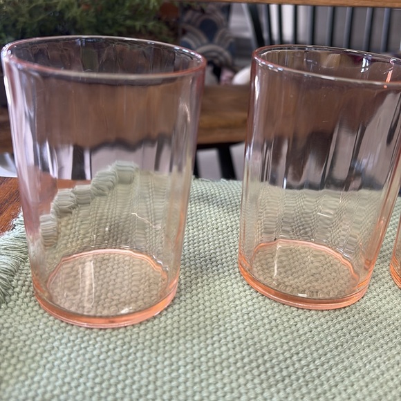 Pink Depression Glassware Drinking Glasses 4" set of 5 - Picture 3 of 4